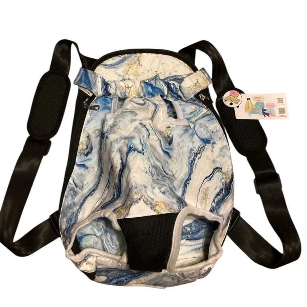 NWT Pawaboo Pet Carrier Backpack XL Blue, Yellow and White swirl design